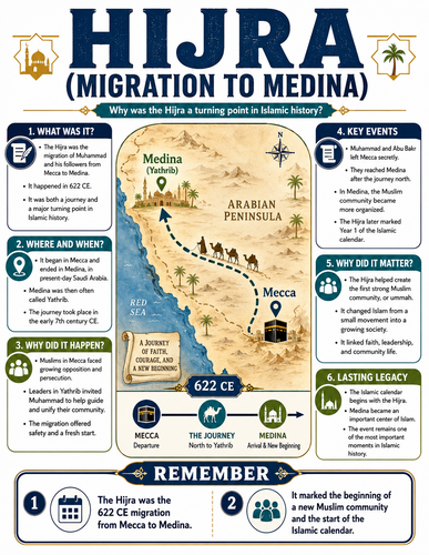 Hijra - Migration to Medina I History I Infographic