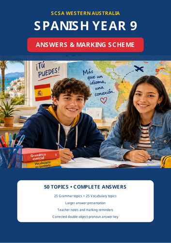SCSA Western Australia Spanish Year 9 | 100-Page Grammar & Vocabulary Workbook + Answers