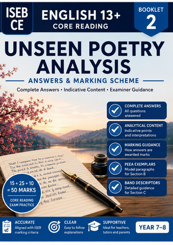 ISEB CE English 13+ Core Reading | Unseen Poetry Analysis Workbook + Answers