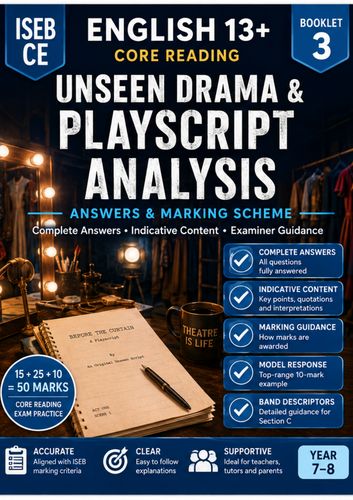 ISEB CE English 13+ Core Reading | Unseen Drama & Playscript Analysis Workbook + Answers