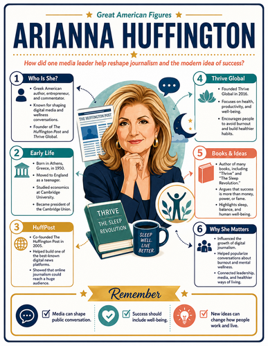Arianna Huffington I Educational Infographic