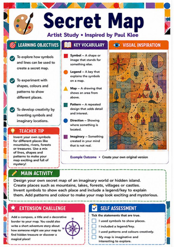 Paul Klee Secret Map Art Worksheet | KS3 Symbols, Pattern and Imagination Lesson