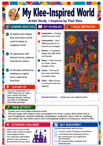 Paul Klee Inspired World Art Worksheet | KS3 Creative Art and Imagination Lesson
