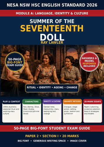 NESA NSW HSC English Standard 2026 | Summer of the Seventeenth Doll | 69-Page Module A Bundle + Answ