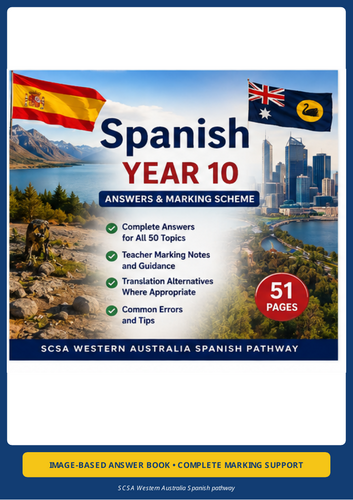 SCSA Western Australia Spanish Year 10 | 100-Page Grammar & Vocabulary Workbook + Answers