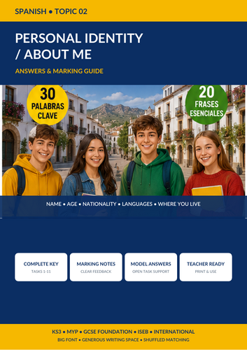 Spanish Personal Identity & About Me | IB MYP, KS3, GCSE, IGCSE & ISEB | Vocabulary Workbook + Answ