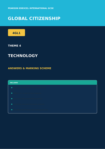 Pearson Edexcel International GCSE Global Citizenship 4GL1 | Theme 4 Technology | 50-Page Workbook +