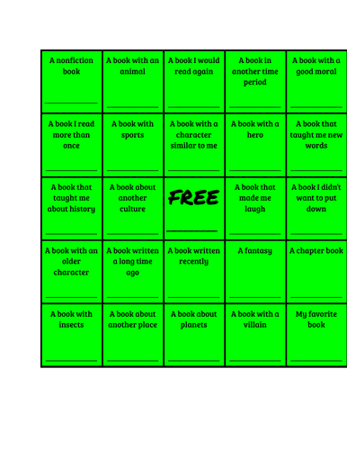 Book Bingo