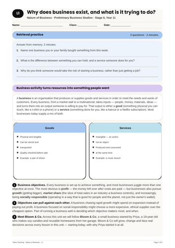 Nature of Business Why Business Exists NSW St6 Free