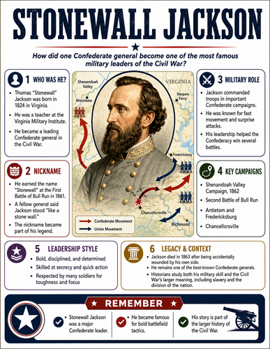 Stonewall Jackson I Educational Infographic