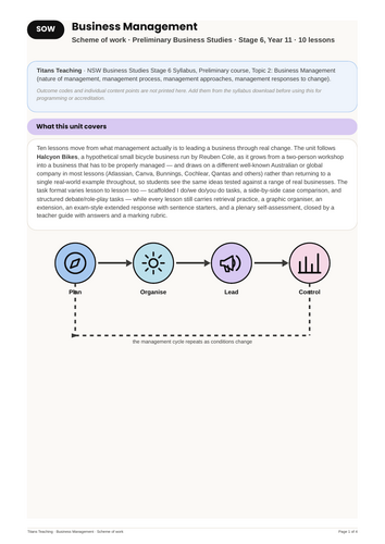Business Management Full Scheme of Work NSW St6