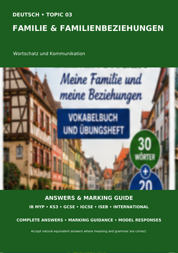 German Family & Relationships | IB MYP, KS3, GCSE, IGCSE & ISEB | Vocabulary Workbook + Answers
