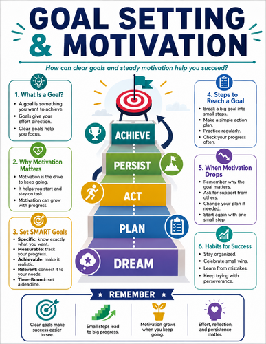 Goal Setting & Motivation I Educational Infographic
