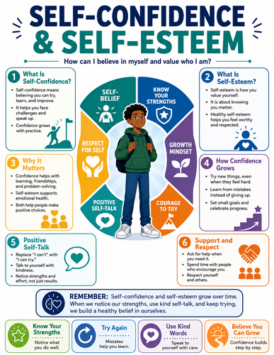 Self-Confidence & Self-Esteem I Educational Infographic