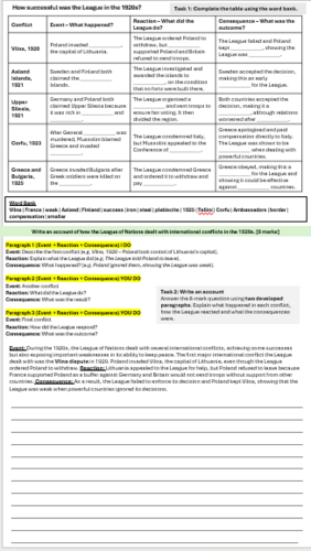 AQA GCSE History: Conflict and Tension 1918–1939 — Year 11 Homework Booklet