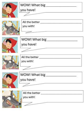 TEFL Little Red Riding Hood conversation taking turns writing practice