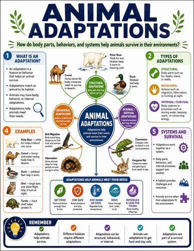 Animal Adaptations I Educational Infographic