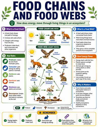 Food Chains and Food Webs I Educational Infographic