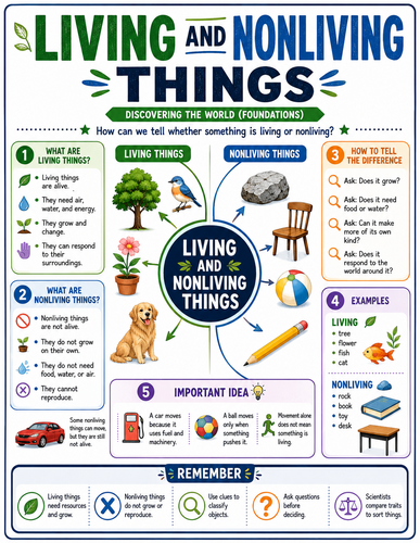 Living and Nonliving Things I Educational Infographic