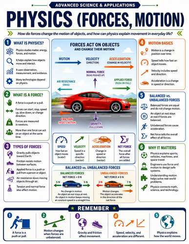 Physics - Forces and Motion I Educational Infographic