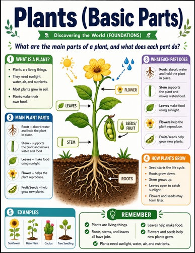 Plants - Basic Parts I Educational Infographic