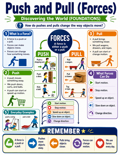 Push and Pull - Forces I Educational Infographic