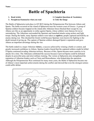 Battle of Spachteria Worksheet