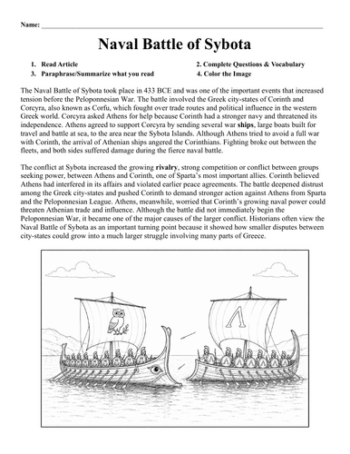 Naval Battle of Sybota Worksheet