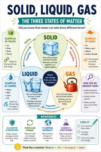 Solid, Liquid, Gas I Educational Infographic