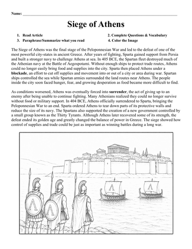 Siege of Athens Worksheet