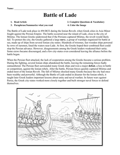 Battle of Lade Worksheet