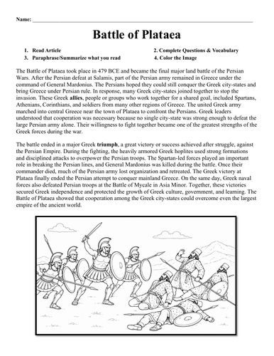 Battle of Plataea  Worksheet