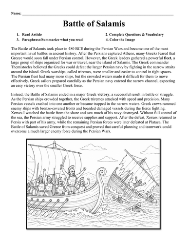 Battle of Salamis Worksheet