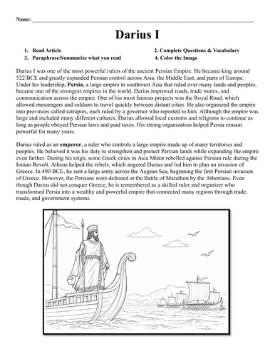 Darius I Worksheet
