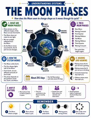 The Moon Phases I Educational Infographic