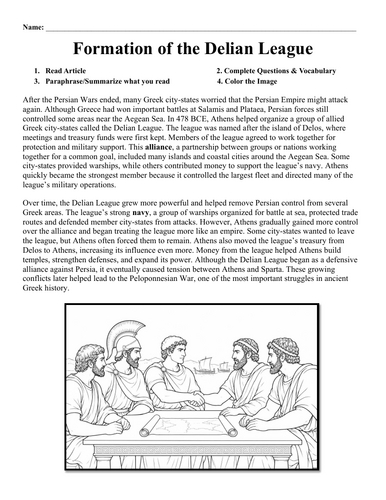Formation of the Delian League Worksheet