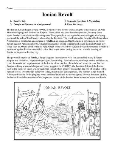 Ionian Revolt Worksheet