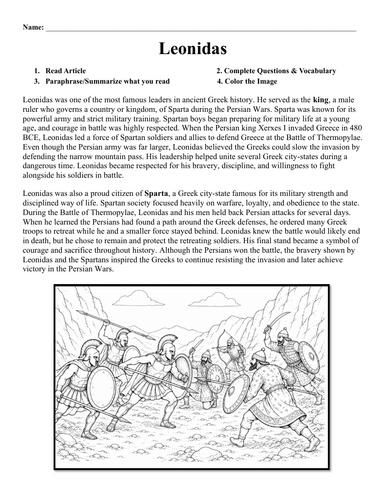 Leonidas Worksheet