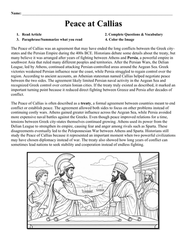 Peace at Callias  Worksheet