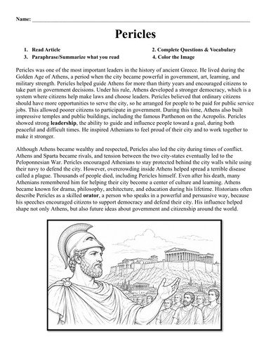 Pericles Worksheet