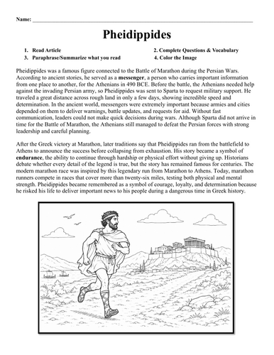 Pheidippides Worksheet