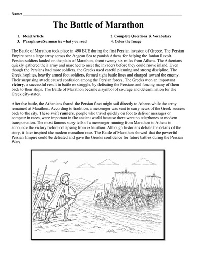 The Battle of Marathon Worksheet
