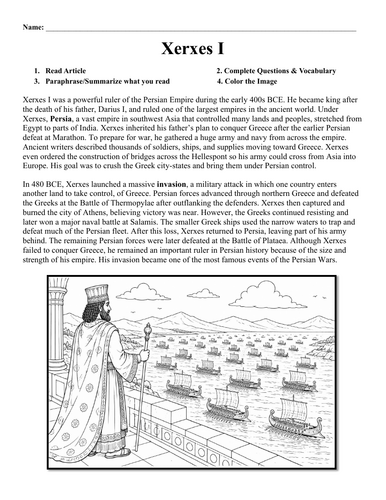 Xerxes I Worksheet