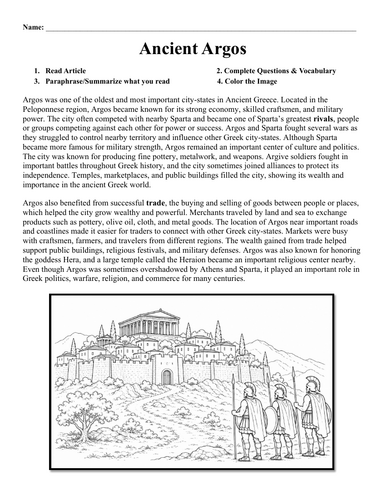 Ancient Argos Worksheet