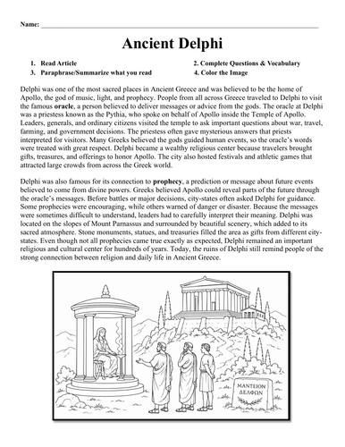 Ancient Delphi Worksheet