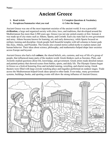 Ancient Greece Worksheet