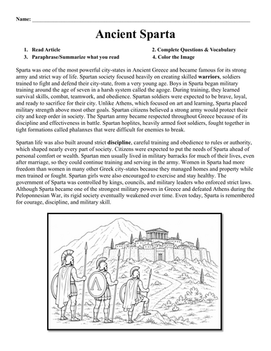 Ancient Sparta Worksheet