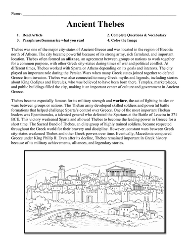 Ancient Thebes Worksheet