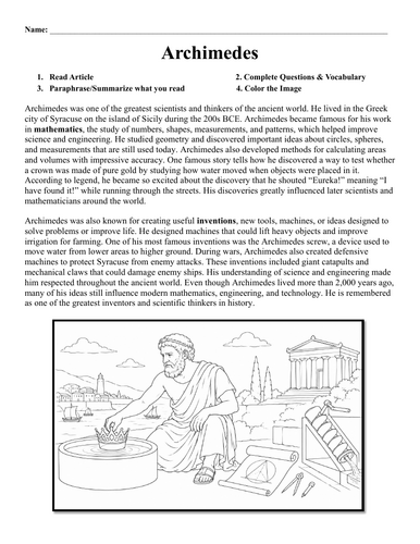 Archimedes Worksheet