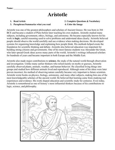 Aristotle Worksheet